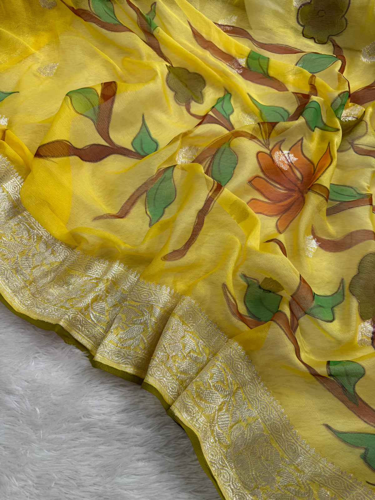 Pure Khaddi Chiffon Saree