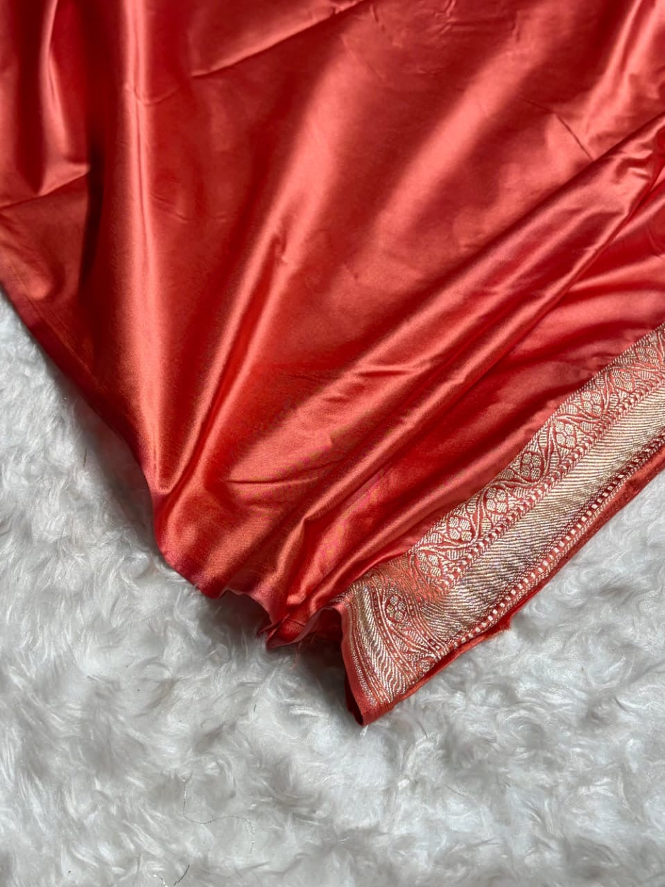 Peach Shades Sona Rupa Floral Hand Brush Motif Mashru Katan Saree