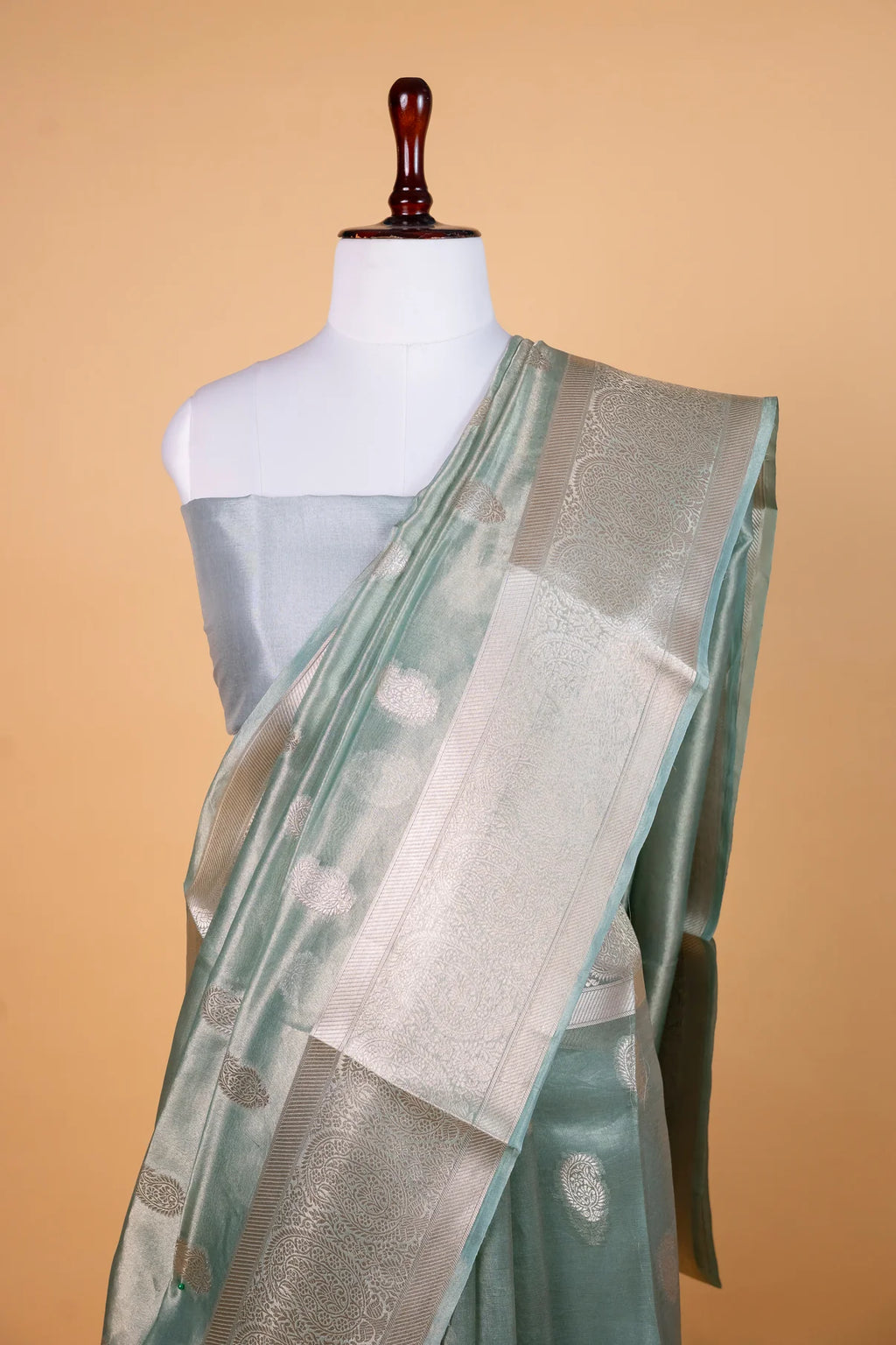 Banarasi Pure Tissue Silk Saree in Soft Sea Green