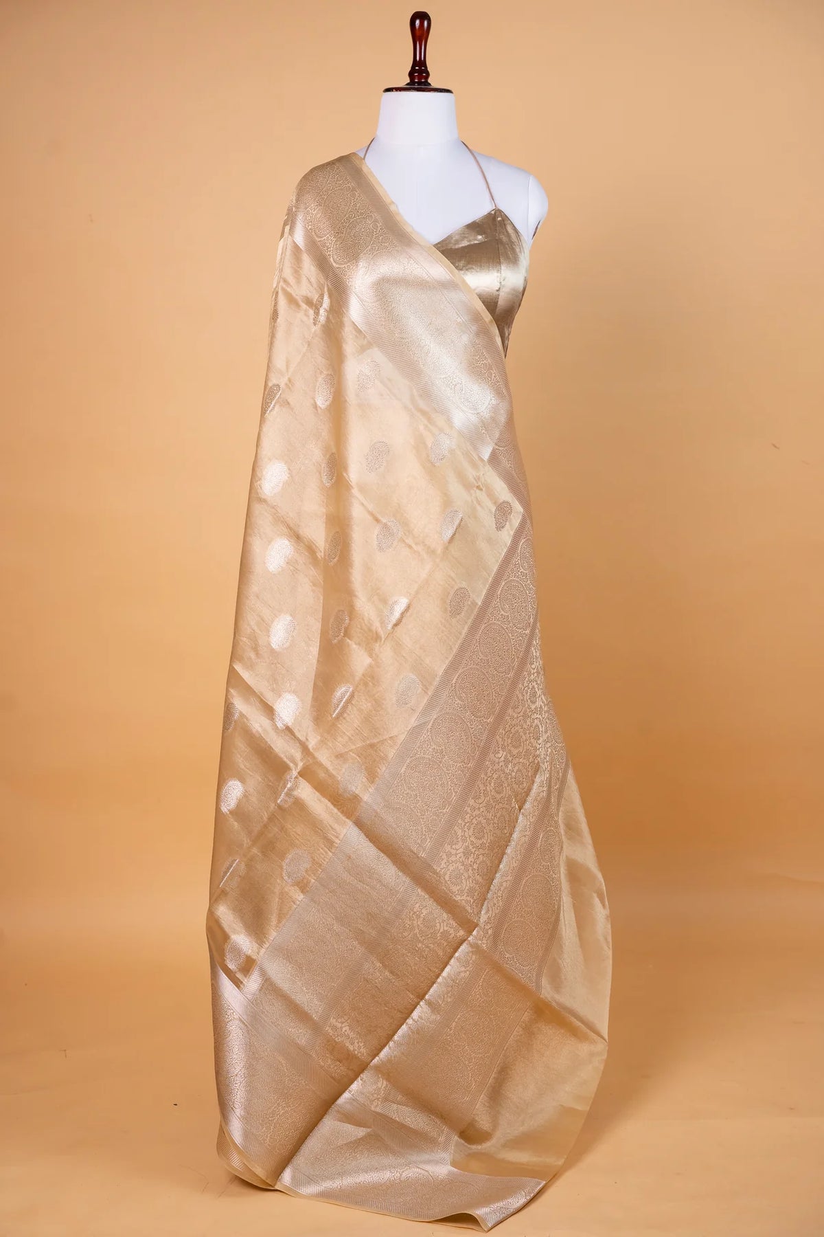 Banarasi Pure Tissue Silk Saree in Classic Champagne Gold