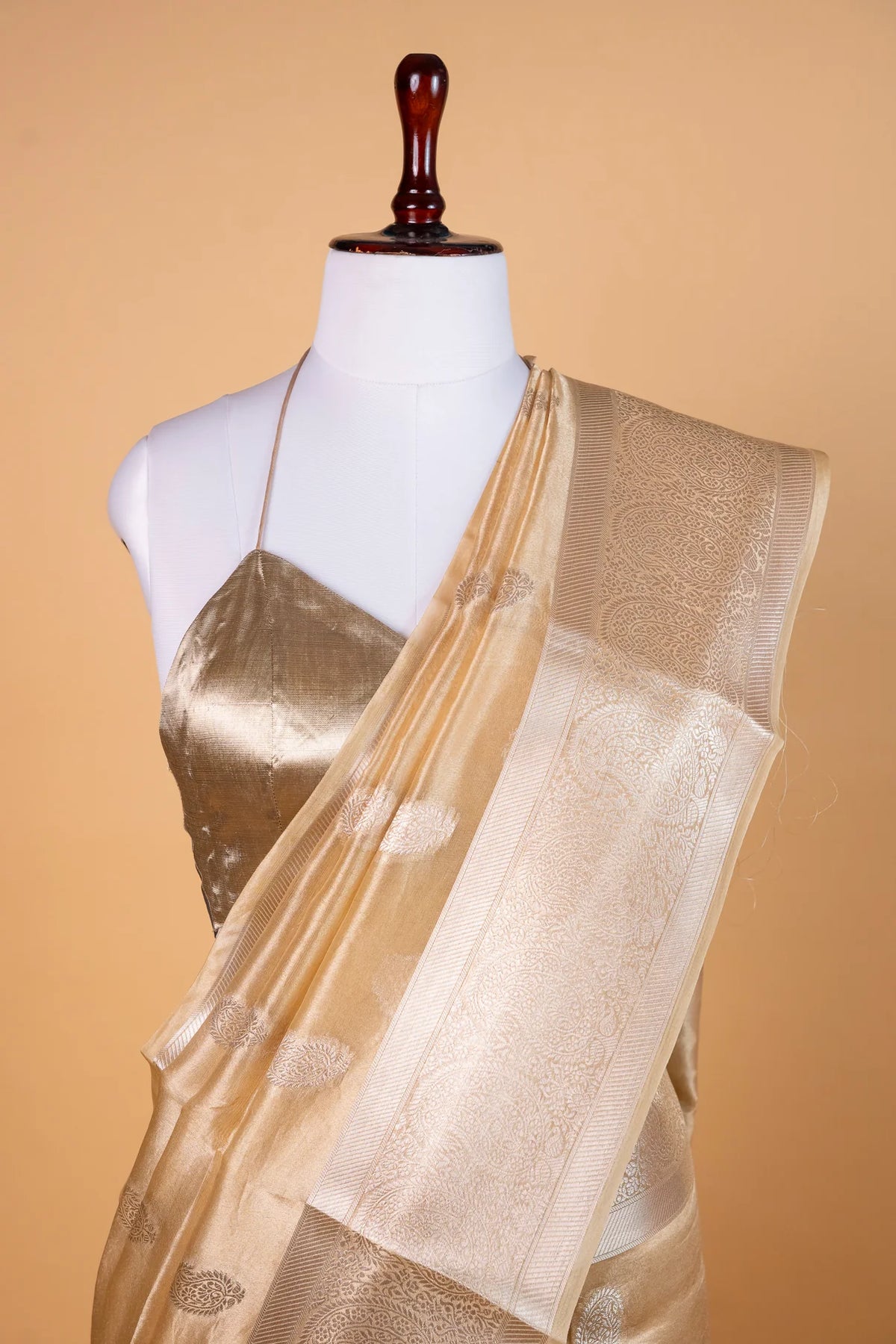 Banarasi Pure Tissue Silk Saree in Classic Champagne Gold