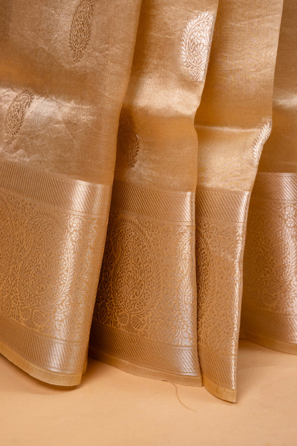 Banarasi Pure Tissue Silk Saree in Classic Champagne Gold