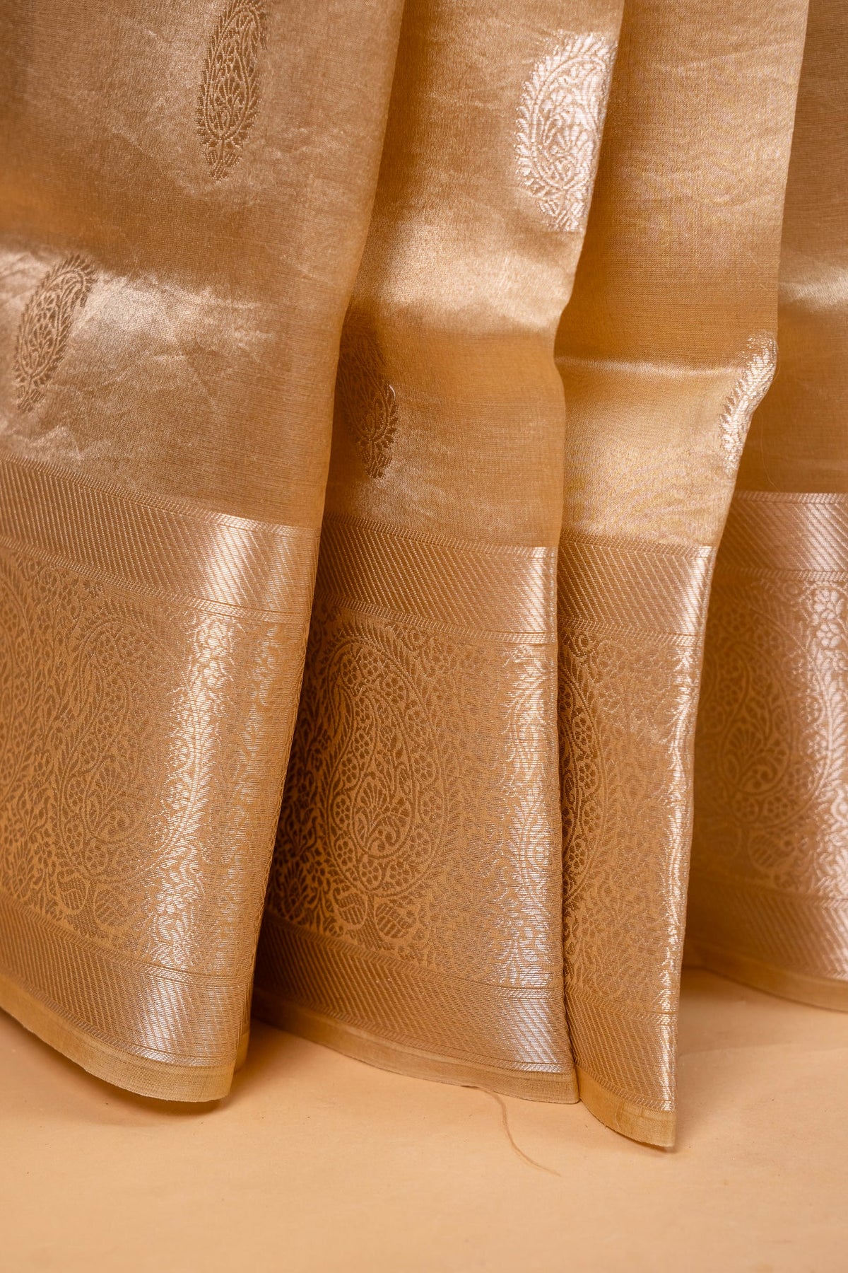 Banarasi Pure Tissue Silk Saree in Classic Champagne Gold
