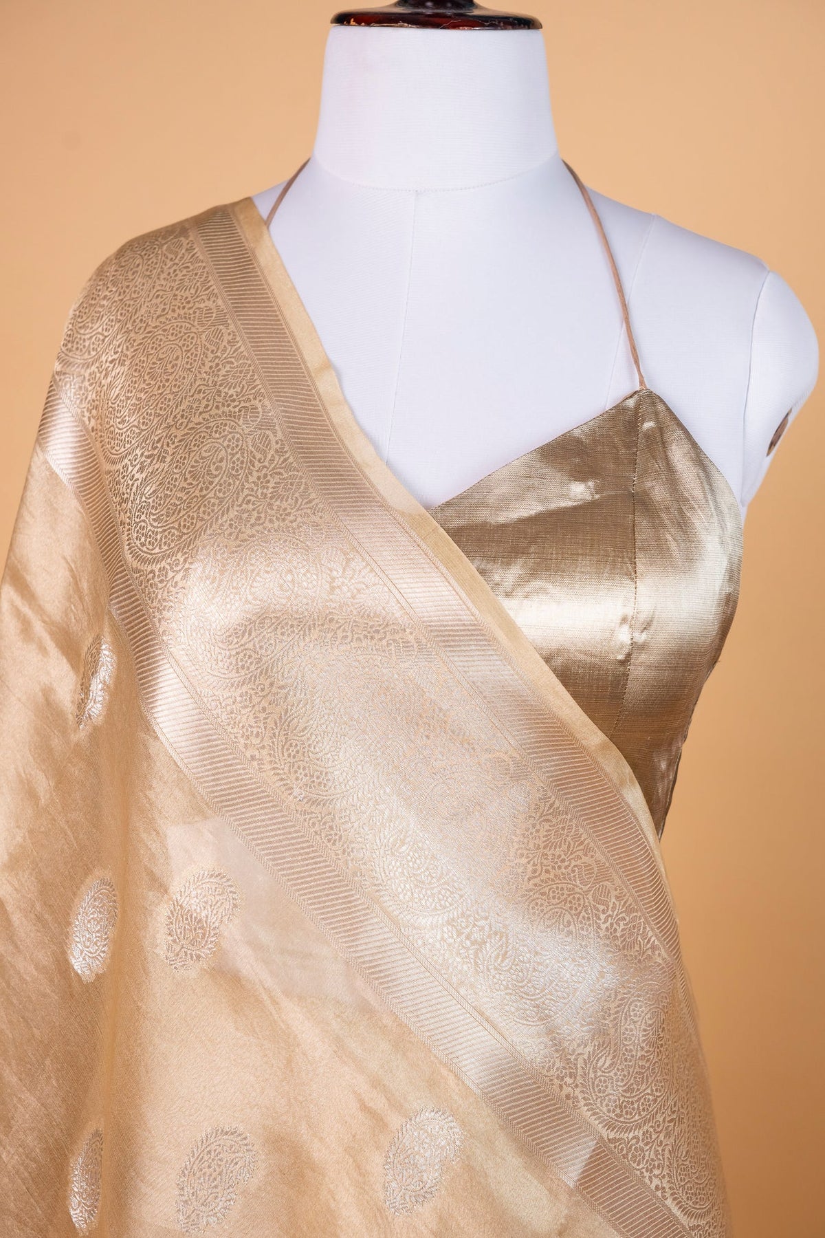 Banarasi Pure Tissue Silk Saree in Classic Champagne Gold
