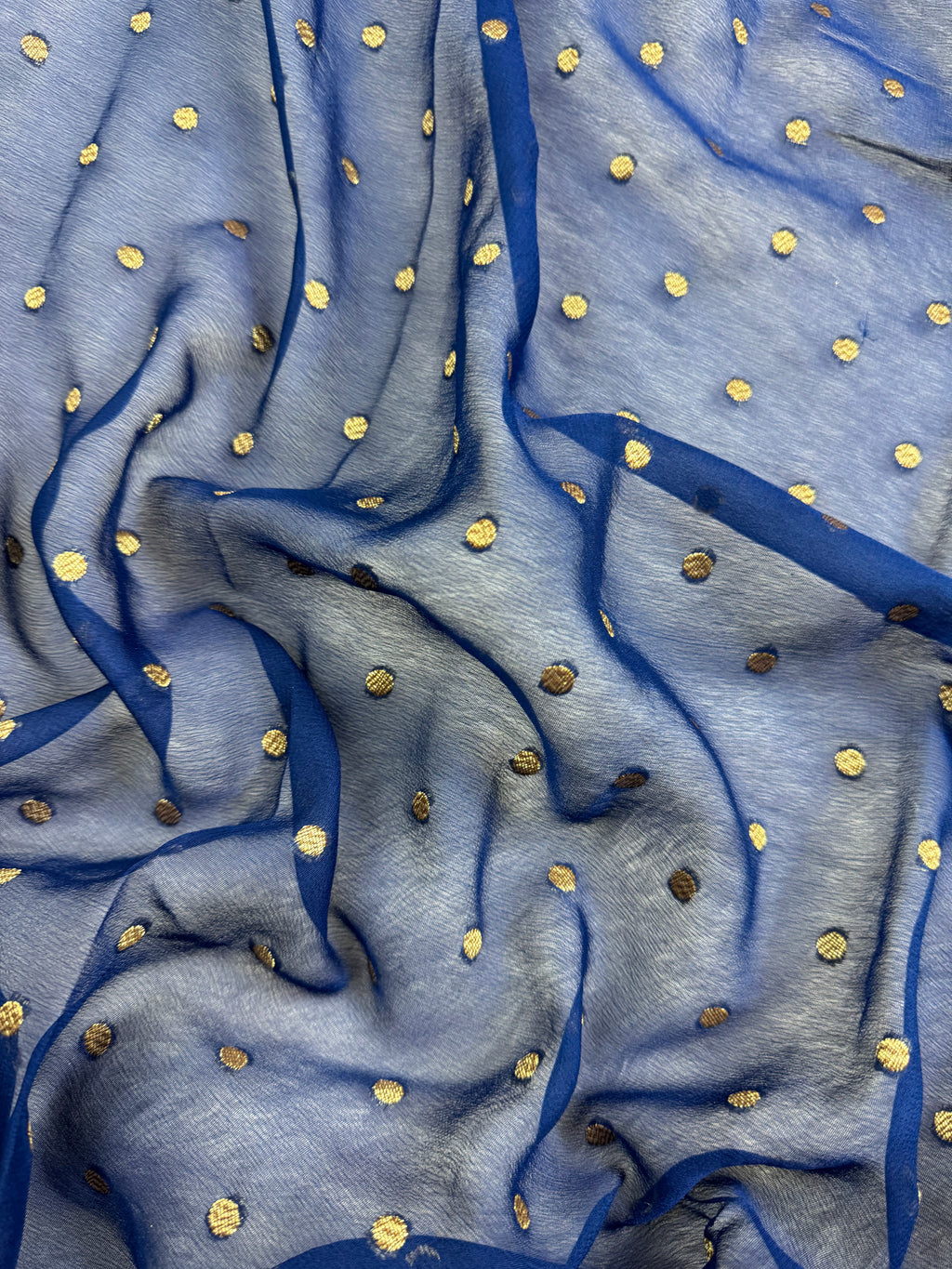 Navy Blue Pure Khaddi Georgette Silk Banarasi Saree