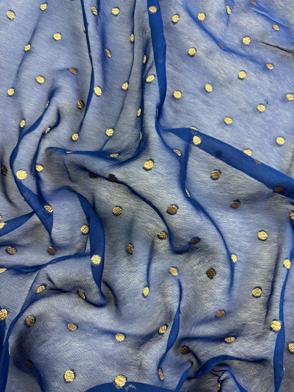 Navy Blue Pure Khaddi Georgette Silk Banarasi Saree
