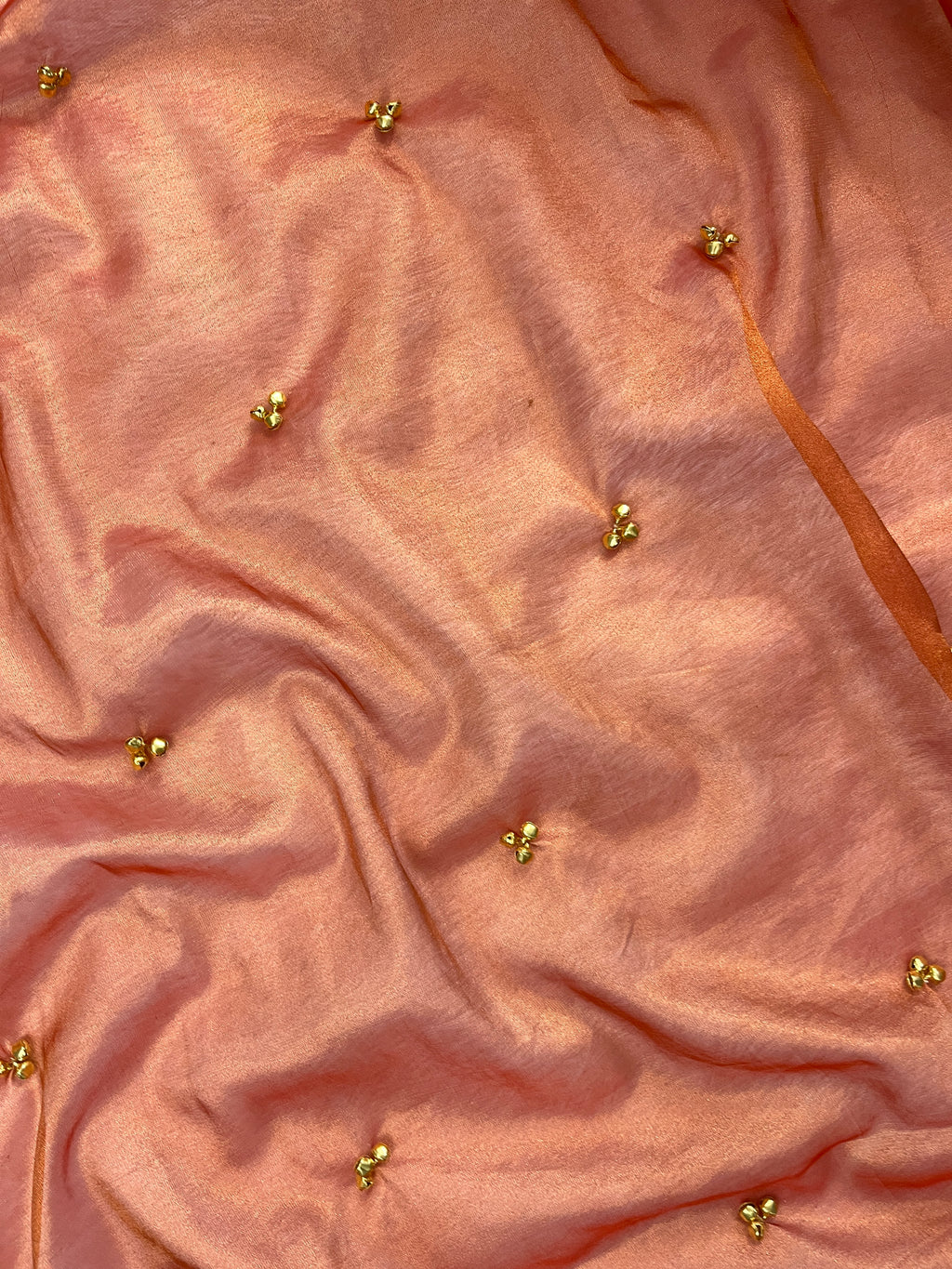 Orange Tissue Silk Saree With Ghungroo & Designer Border Lace Saree