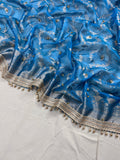 Sky Blue Tissue Silk Saree With Ghungroo & Designer Border Lace Saree