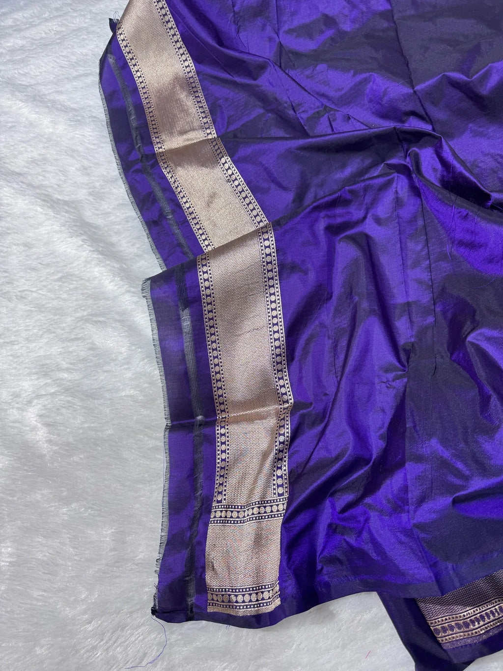 Royal Blue Pure katan Zari Border Aanchal Mina Boota Saree