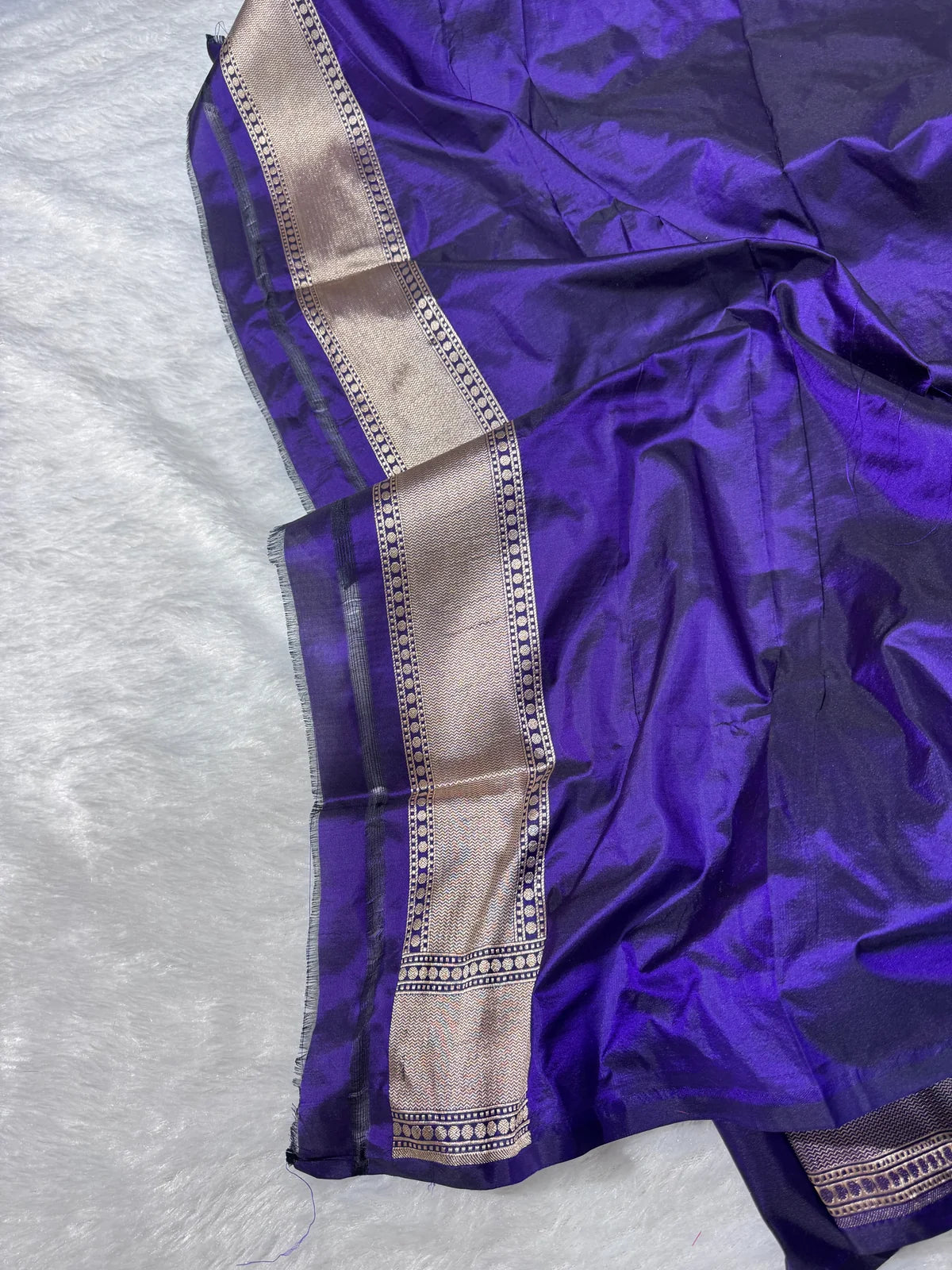 Royal Blue Pure katan Zari Border Aanchal Mina Boota Saree