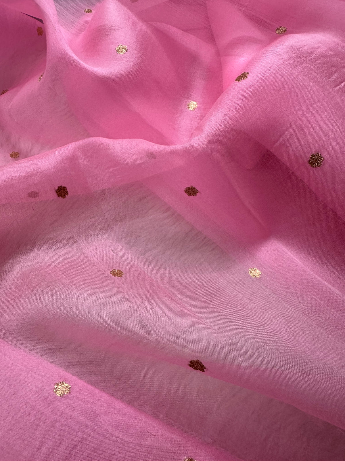 Baby Pink Pure Kora Organza Banarasi Saree