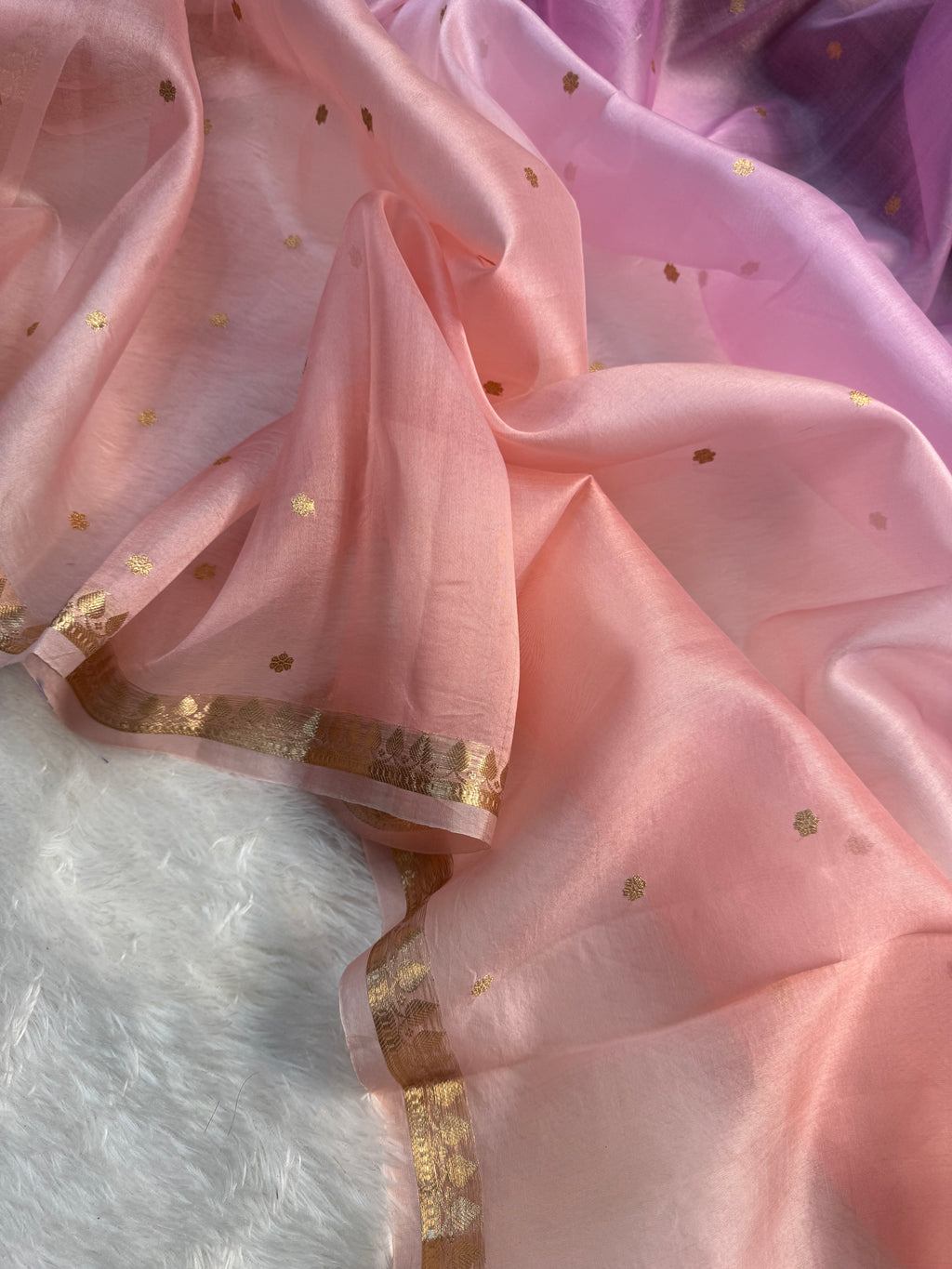 Pastels Shades Pure Kora Organza Silk Banarasi Saree