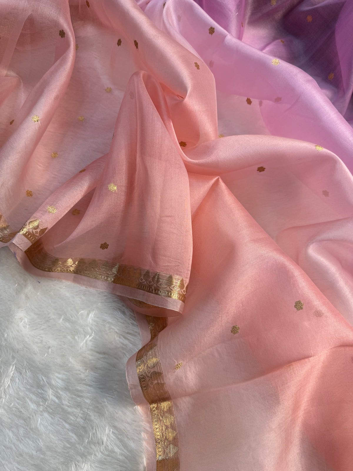 Pastels Shades Pure Kora Organza Silk Banarasi Saree