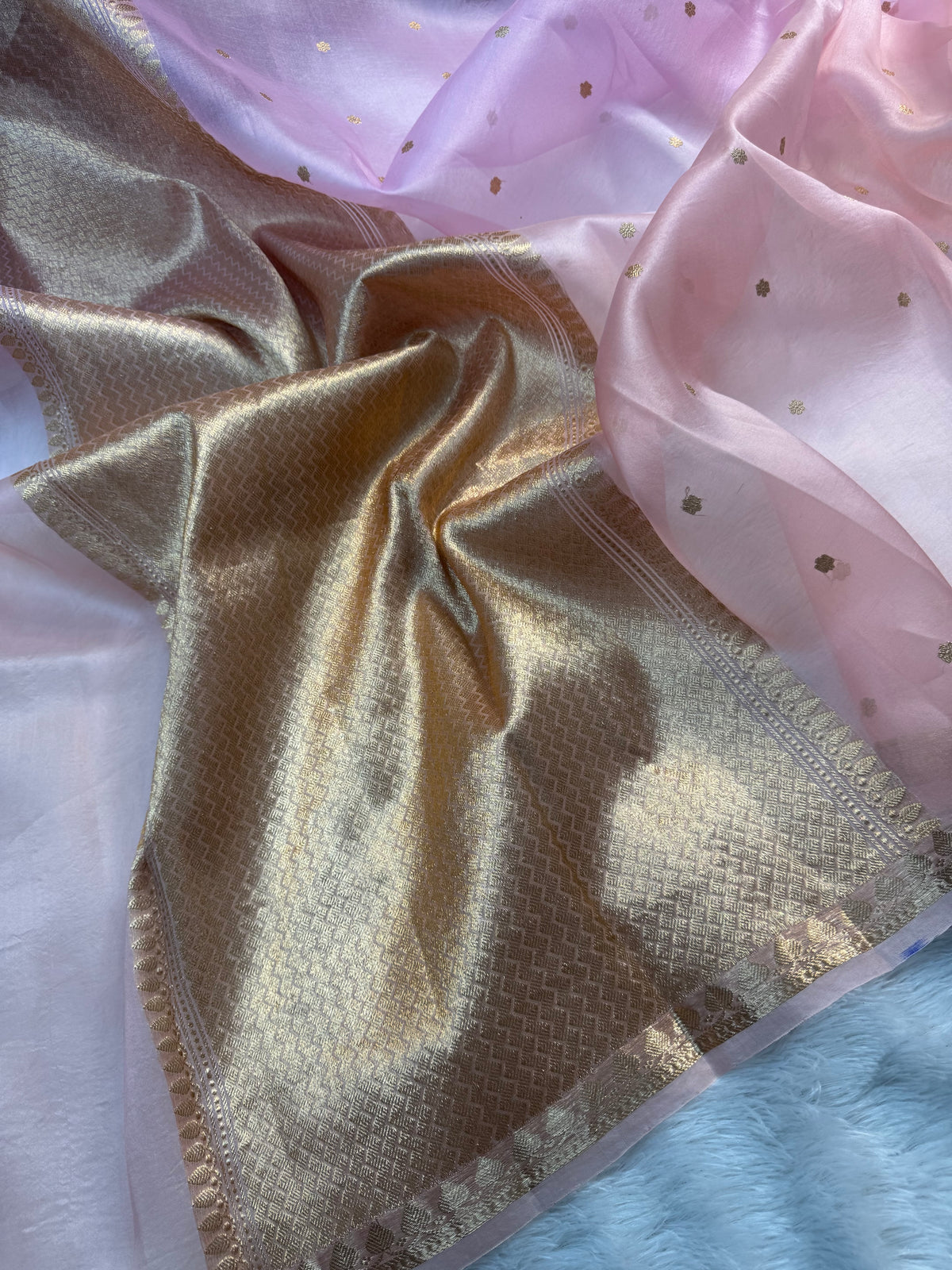 Pastels Shades Pure Kora Organza Silk Banarasi Saree