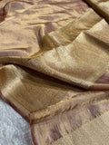 Dark Cheeku Tissue Bananasi Floral Pure Tissue Silk Saree