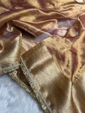 Dark Cheek Tissue With Bananasi Gotta Patti Work Floral Pure Tissue Silk Saree