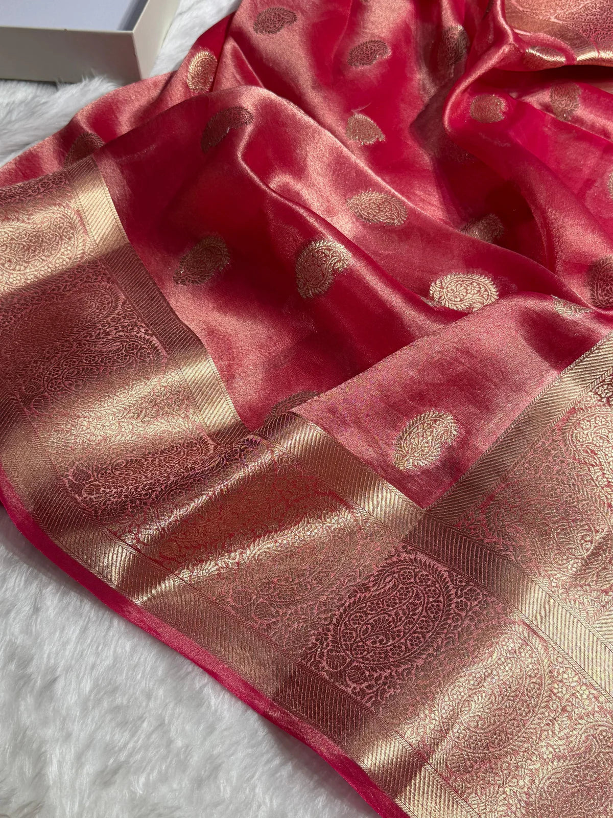 Pastel Pink Floral Shades Pure Tissue Kora Silk Saree